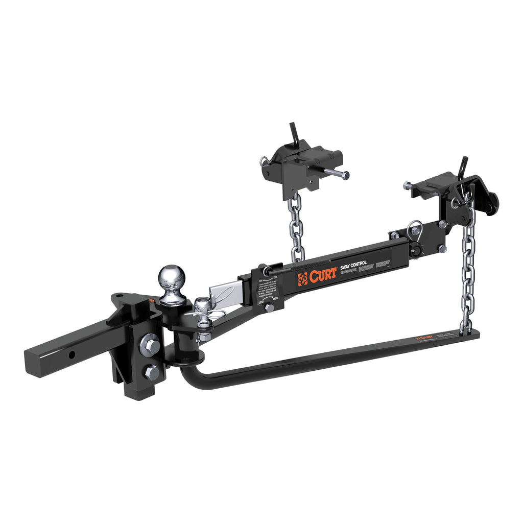 CURT 17063 Round Bar Weight Distribution Hitch with Lubrication, Sway Control (10-14K)