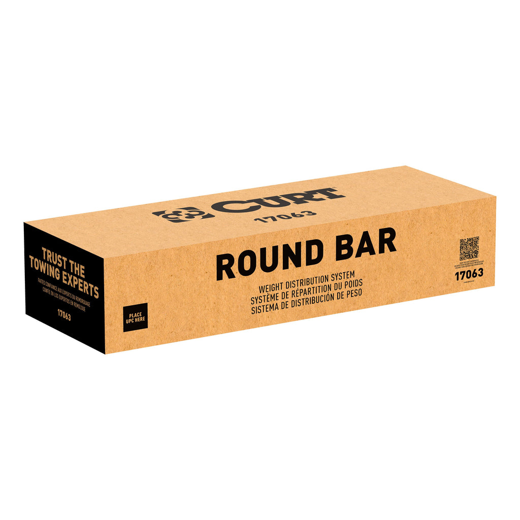CURT 17063 Round Bar Weight Distribution Hitch with Lubrication, Sway Control (10-14K)