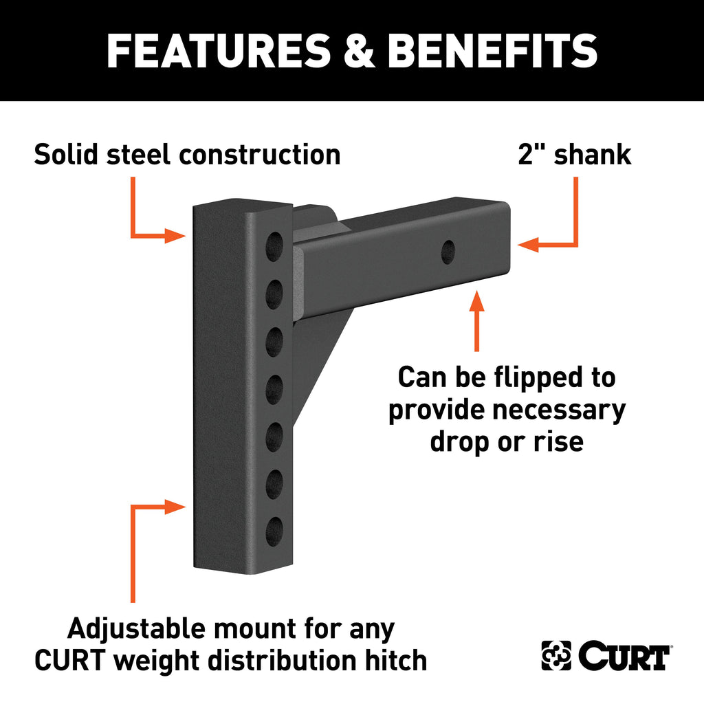 CURT 17100 Weight Distribution Shank (2" Shank, 2" Drop, 6" Rise)