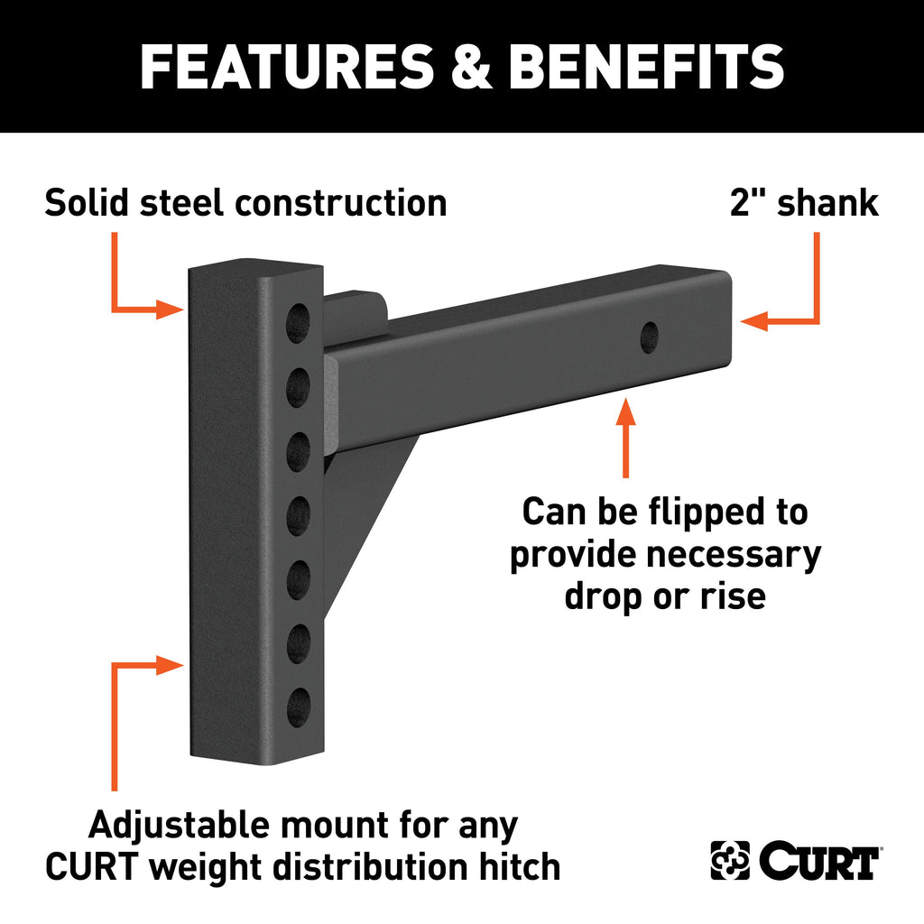 CURT 17102 Weight Distribution Shank (2" Shank, 2" Drop, 6" Rise)