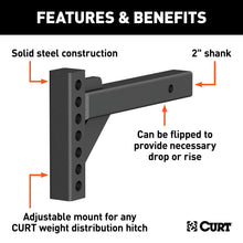 Load image into Gallery viewer, CURT 17102 Weight Distribution Shank (2" Shank, 2" Drop, 6" Rise)