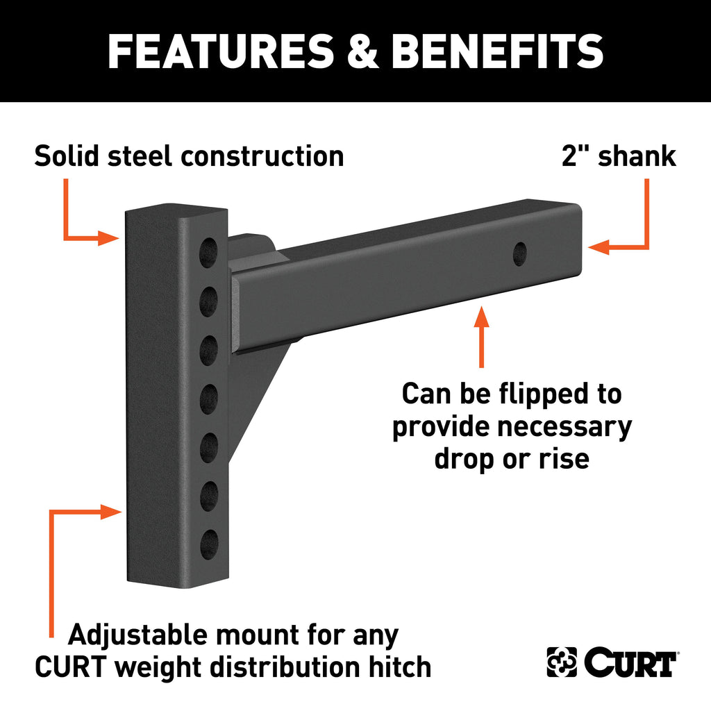 CURT 17103 Weight Distribution Shank (2" Shank, 2" Drop, 6" Rise)