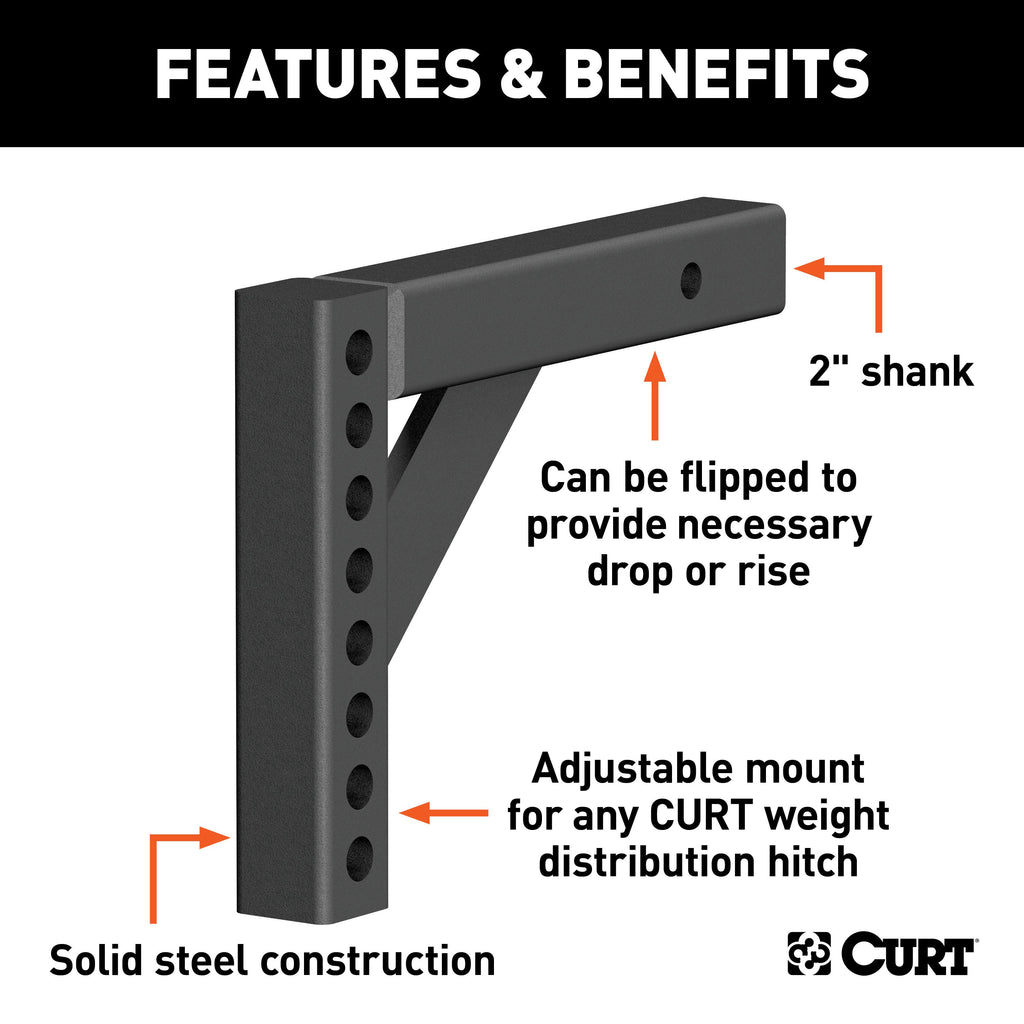 CURT 17120 Weight Distribution Shank (2" Shank, 5-5/8" Drop, 8-7/8" Rise)