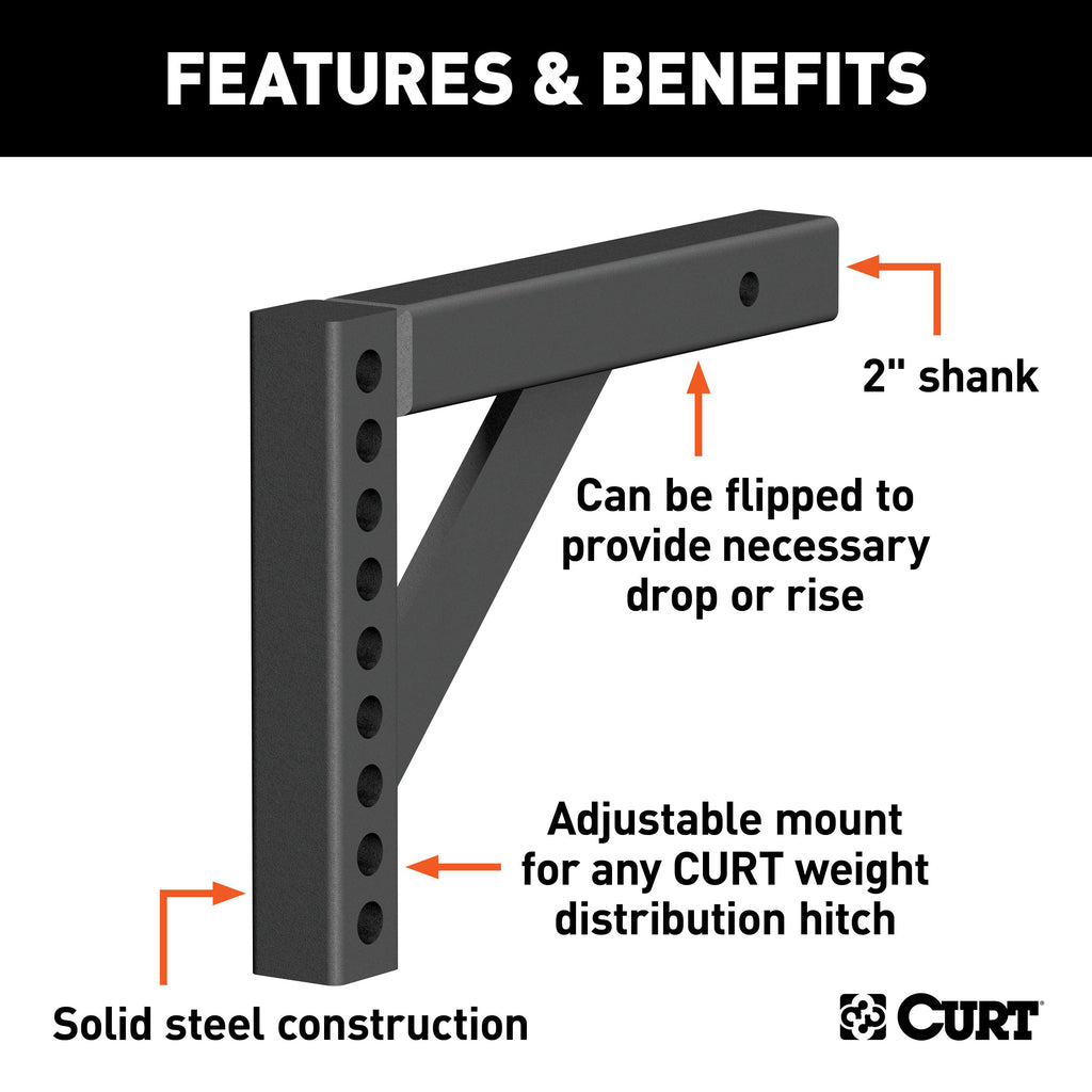 CURT 17121 Weight Distribution Shank (2" Shank, 6" Drop, 10-1/4" Rise)
