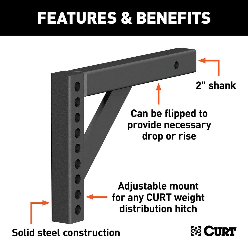 CURT 17122 Weight Distribution Shank (2" Shank, 6" Drop, 10-1/4" Rise)