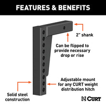 Load image into Gallery viewer, CURT 17123 Weight Distribution Shank (2" Shank, 7" Drop, 10-1/2" Rise)
