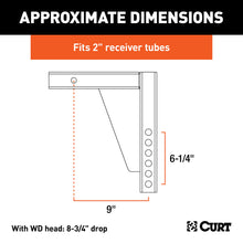 Load image into Gallery viewer, CURT 17124 Weight Distribution Shank (2" Shank, 8-3/4" Drop)