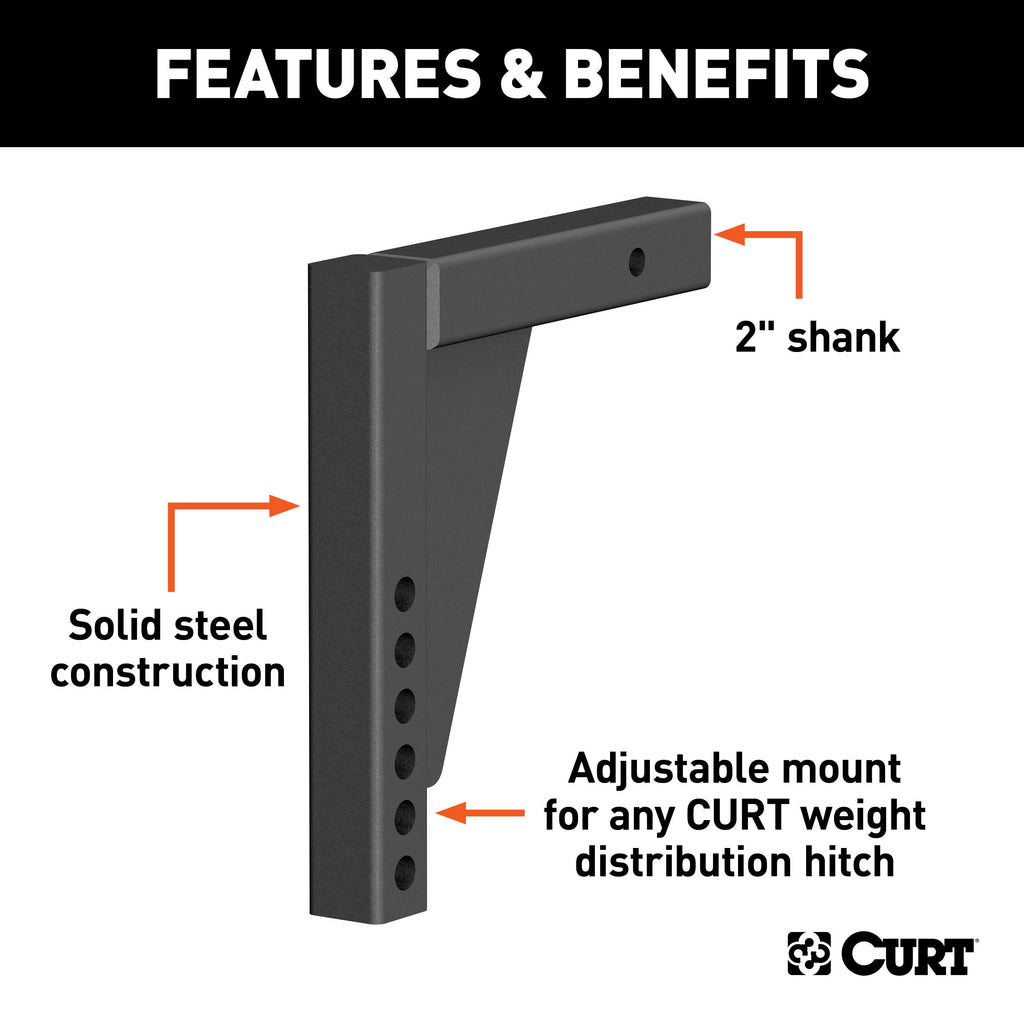 CURT 17124 Weight Distribution Shank (2" Shank, 8-3/4" Drop)
