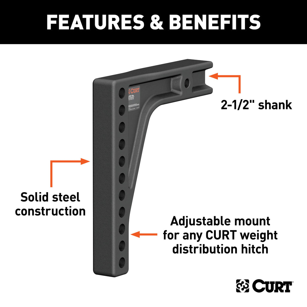CURT 17132 Weight Distribution Shank (2-1/2" Shank, 8" Drop)