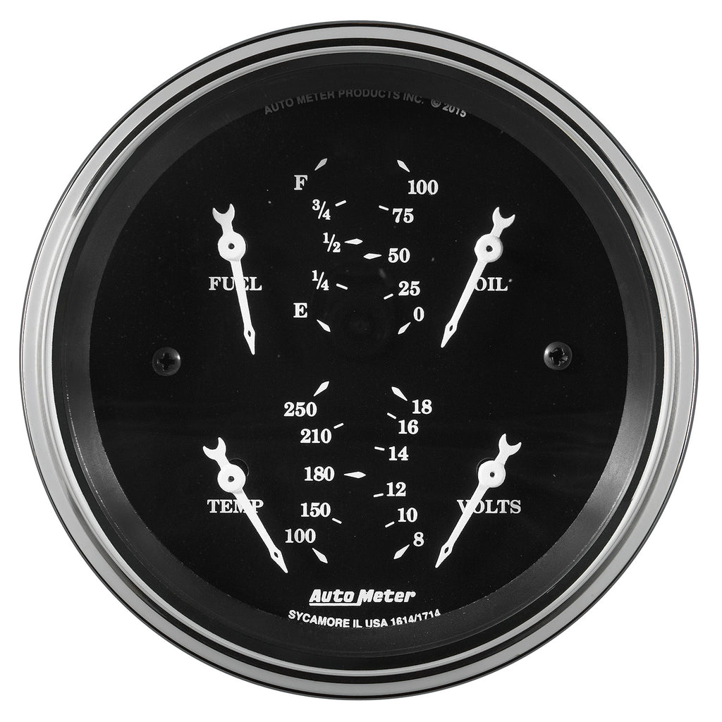 AutoMeter 1713 GAUGE,QUAD, 3 3/8", 240OE-33OF ELEC, OLD TYME BLK