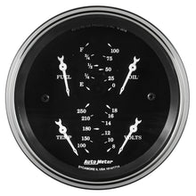 Load image into Gallery viewer, AutoMeter 1713 GAUGE,QUAD, 3 3/8", 240OE-33OF ELEC, OLD TYME BLK