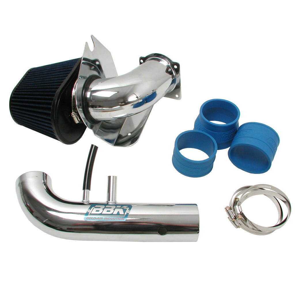 BBK Performance Parts 1718 1996-2004 MUSTANG 4.6L GT COLD AIR INTAKE-FENDERWELL (Powder Coated Chrome) for Select Ford Mustang