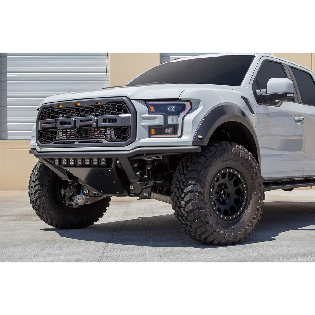 1720-F150-Raptor-Front-Bumper-120In-Wall-Steel-Tubing-An-Aluminum-Skid-Plate-20In-Radius-Led-Bar