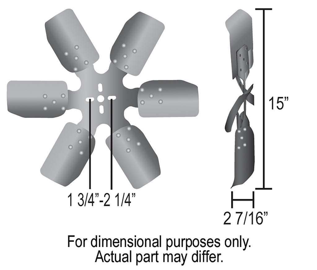 Derale 17315 15" Standard Rotation Rigid Race Fan, Steel Blade
