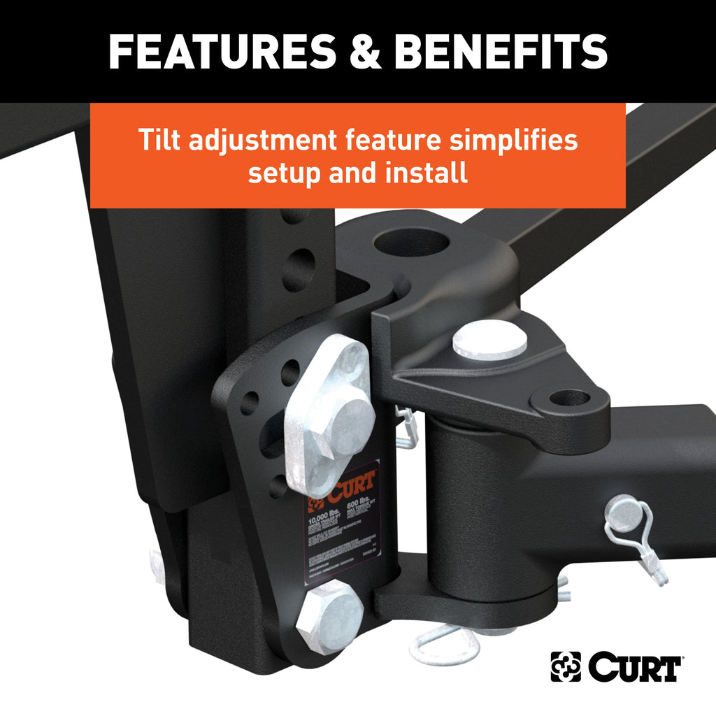CURT 17352 Deep Drop Trunnion Bar Weight Distribution Hitch (8K - 10K lbs, 30-5/8" Bars)