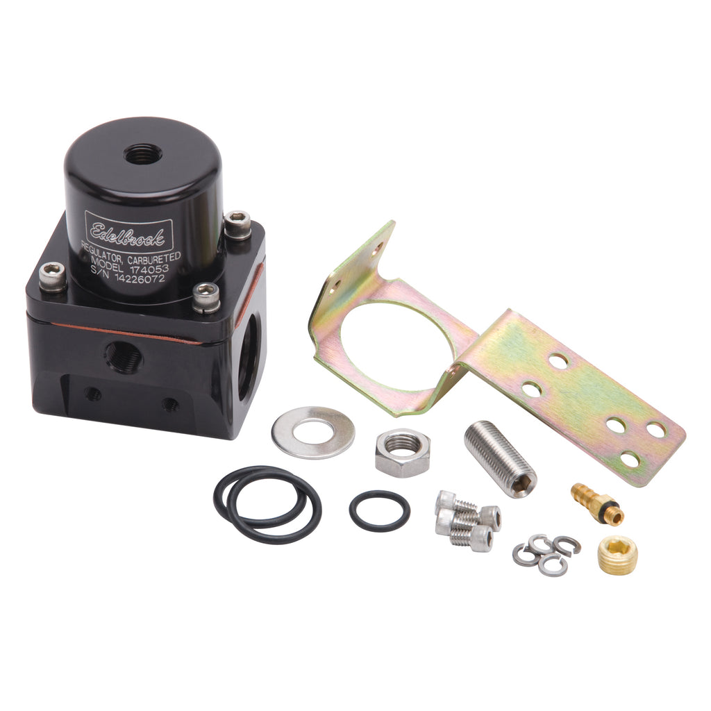 Edelbrock 174053 Carbureted Adjustable Bypass Fuel Pressure Regulator (180 GPH) in Black Finish
