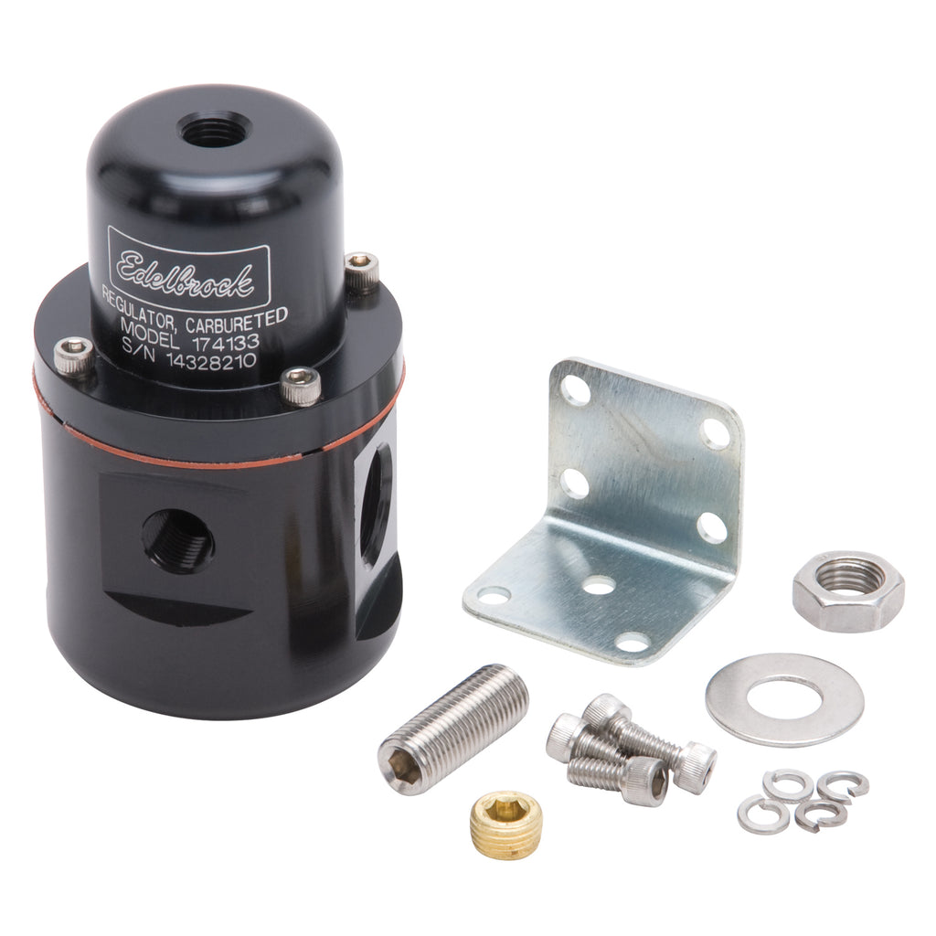 Edelbrock 174133 Carbureted Adjustable Bypass Fuel Pressure Regulator (160 GPH) in Black Finish