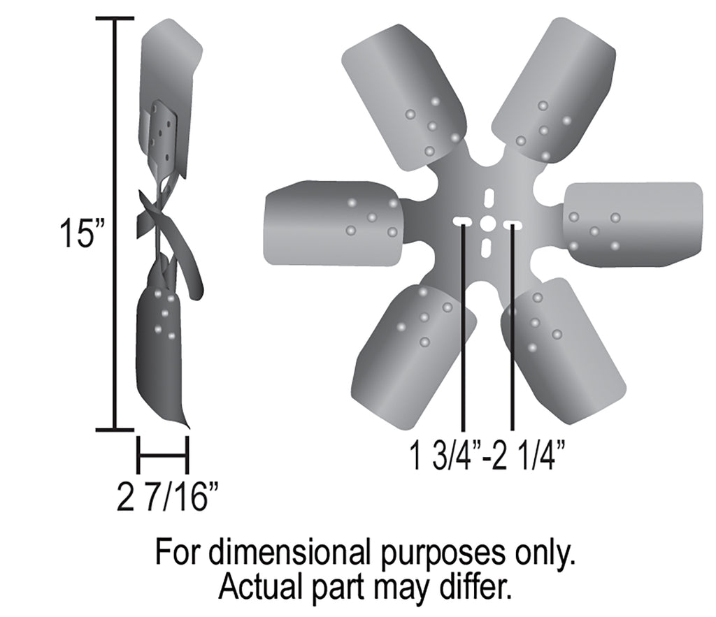 Derale 17415 15" Reverse Rotation Rigid Race Fan, Steel Blade