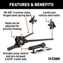 Load image into Gallery viewer, CURT 17422 Short Trunnion Bar Weight Distribution Hitch with Sway Control (10-15K, 28-3/8")