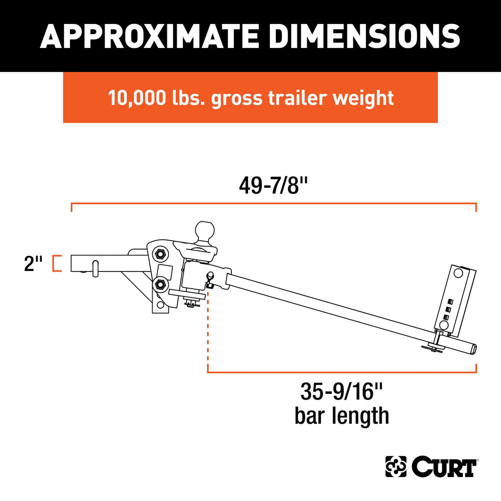 CURT 17500 TruTrack 4P Weight Distribution Hitch with 4x Sway Control, 8-10K