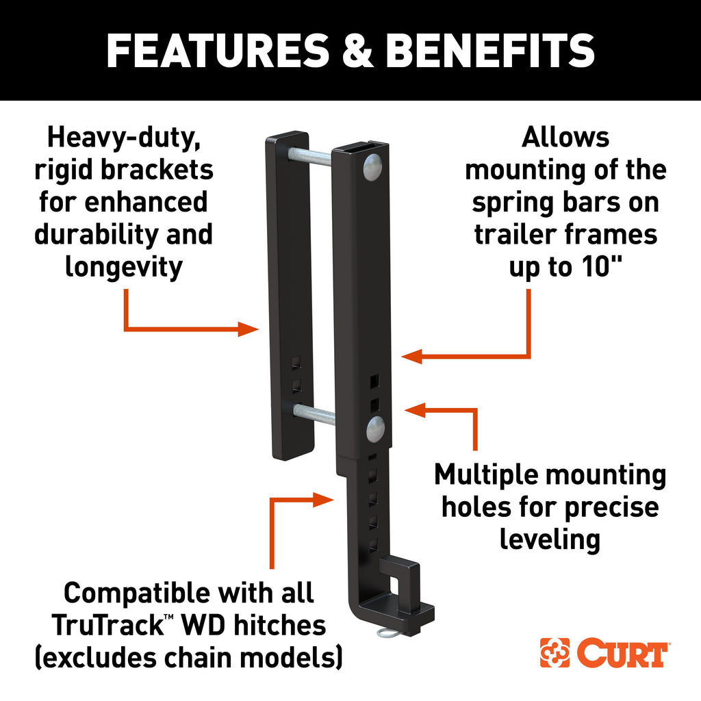 CURT 17519 TruTrack™ Heavy-Duty 10" Adjustable Support Brackets (2-Pack)