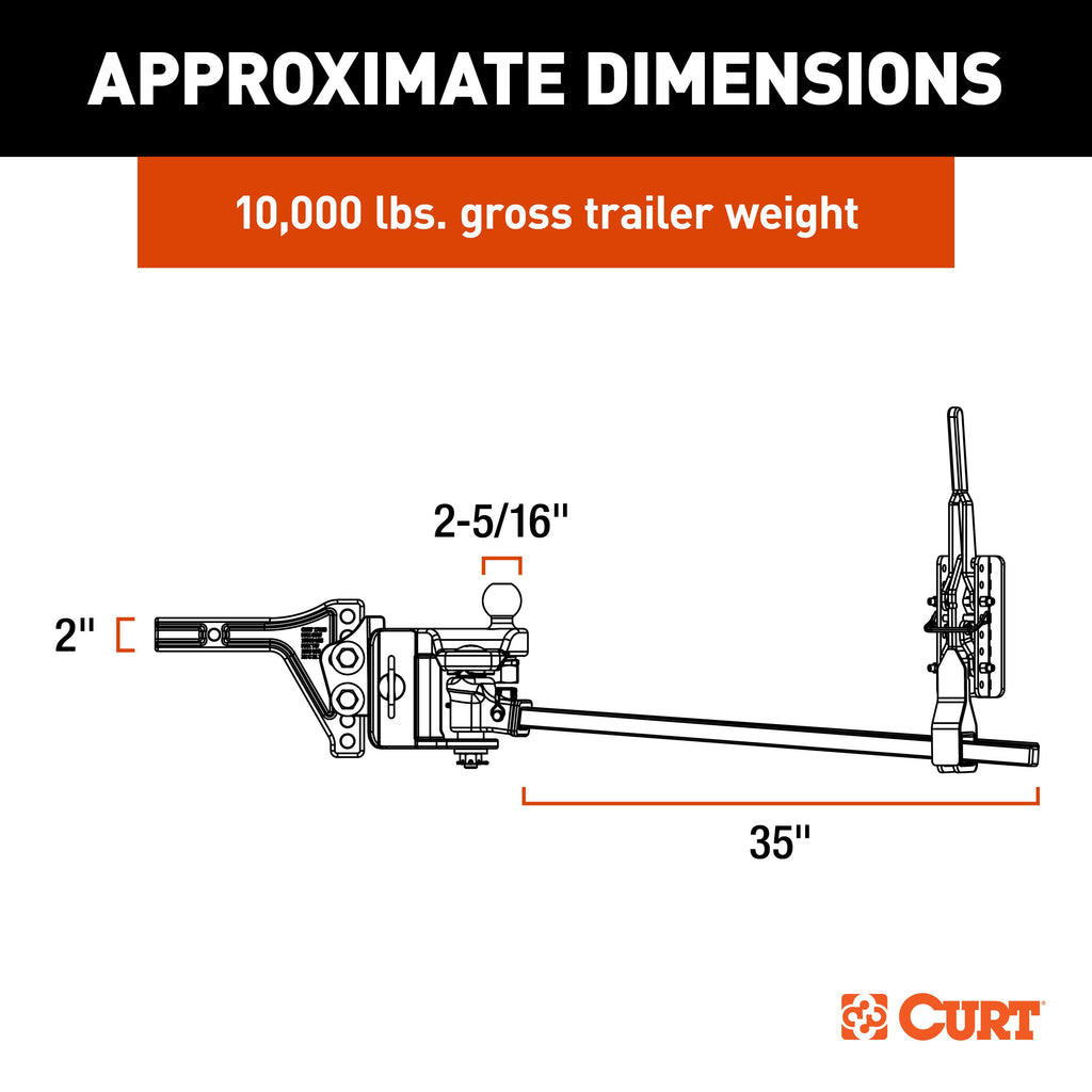 CURT 17520 TruTrack 4P Trailer-Mounted Weight Distribution Hitch, 8-10K