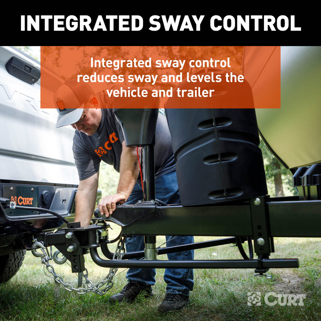 CURT 17599 TruTrack 2P Round Bar Weight Distribution Hitch with 2x Sway Control, 5-8K