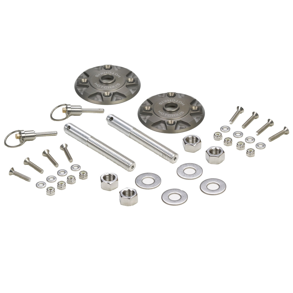 Hotchkis Performance 1760 Quick Release Billet Hood Pin Kit from Hotchkis Sport Suspension for Select Buick Century, Buick Regal, Buick Skylark, Chevrolet Camaro, Chevrolet Chevelle, Chevrolet Chevy II, Chevrolet El Camino, Chevrolet Malibu, Chevrolet