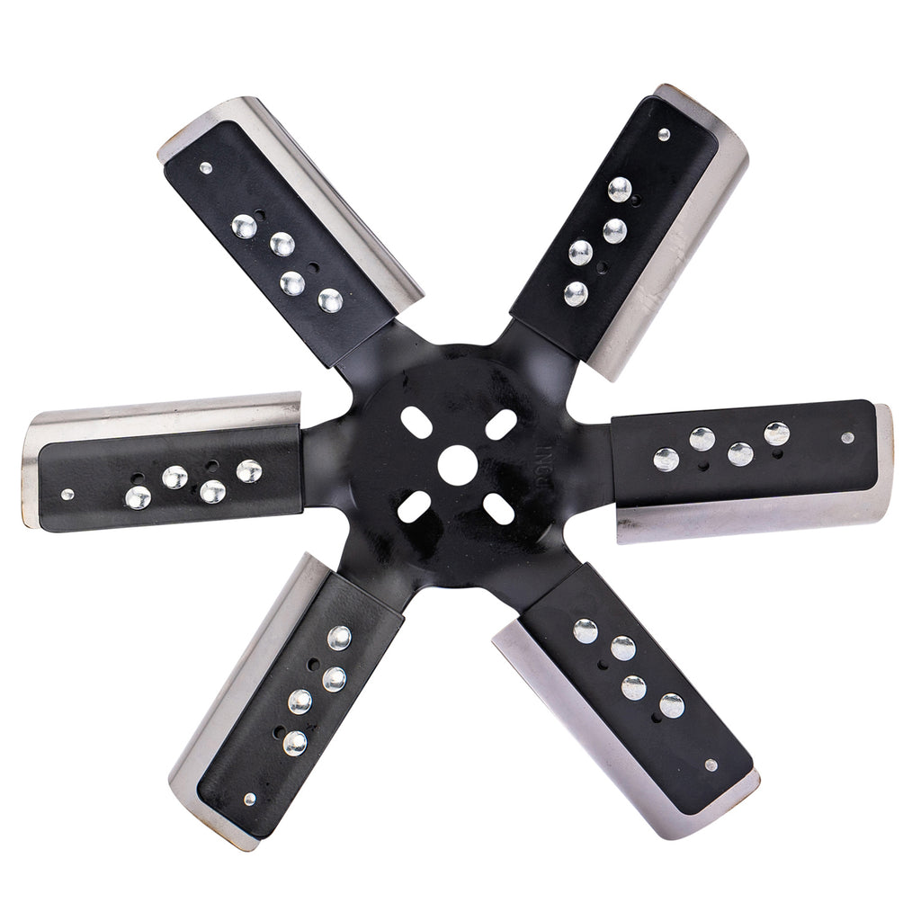 Derale 17615 15" Heavy Duty Stainless Steel Reverse Rotation Flex Fan, Black Hub