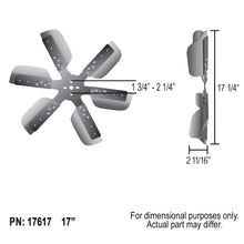 Load image into Gallery viewer, Derale 17617 17" Heavy Duty Stainless Steel Reverse Rotation Flex Fan, Black Hub