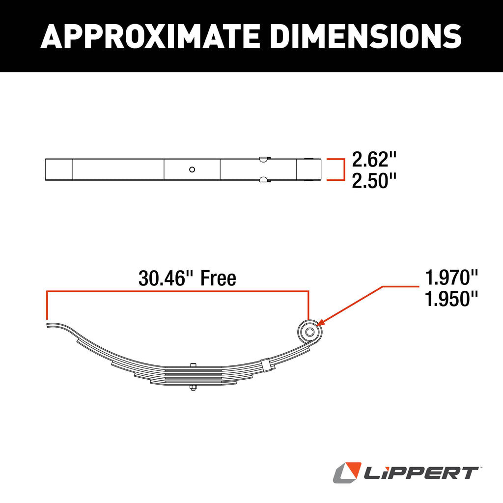 CURT 176326 Trailer Slipper Spring, 5,000-lb., 5-Leaf, 2-1/2" Wide x 30-1/2" Long Eye-to-Eye