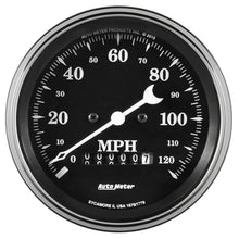 Load image into Gallery viewer, AutoMeter 1779 GAUGE, SPEEDO., 3 3/8", 120MPH, ELEC. PROG. W/ WHEEL ODO, OLD TYME BLACK