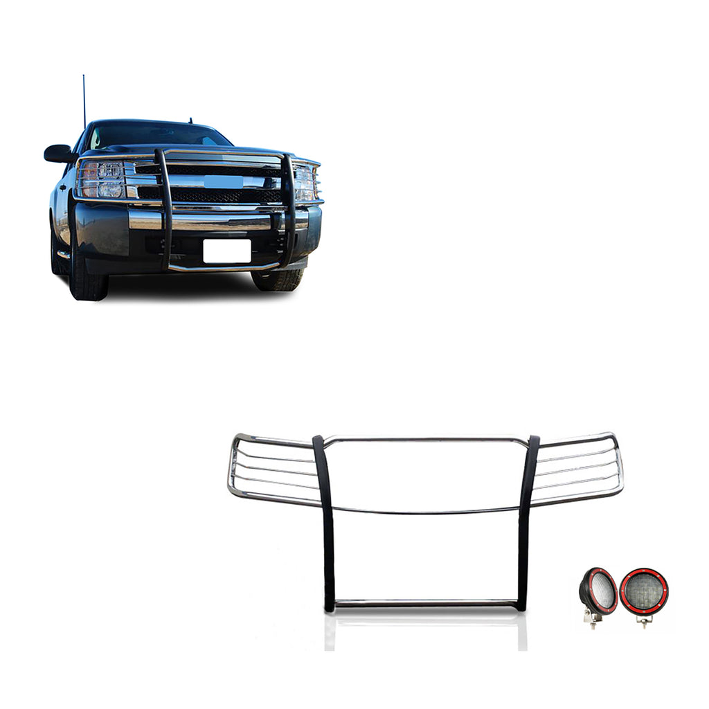 Black Horse Off Road 17A035700A2MSS-PLFR Grille Guard Kit for Select Chevrolet Silverado