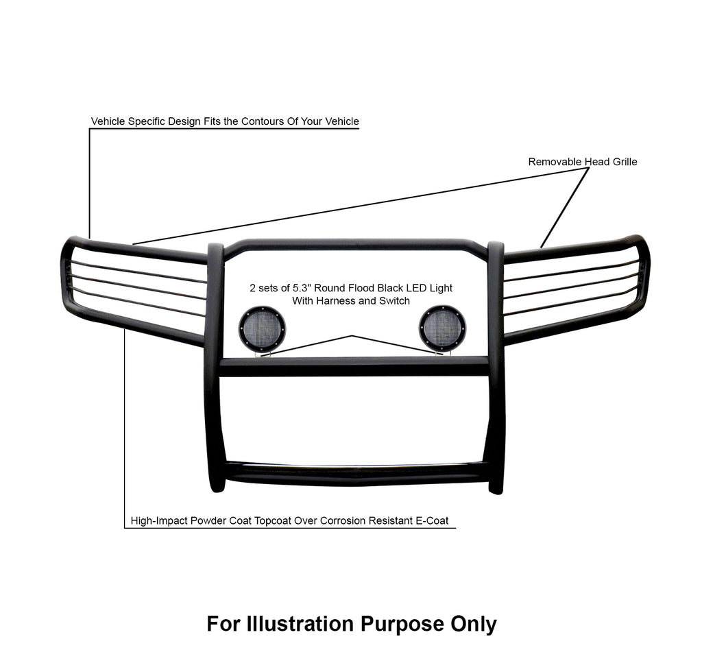 Black Horse Off Road 17A080200MA-PLFB Grille Guard Kit for Select Jeep Grand Cherokee