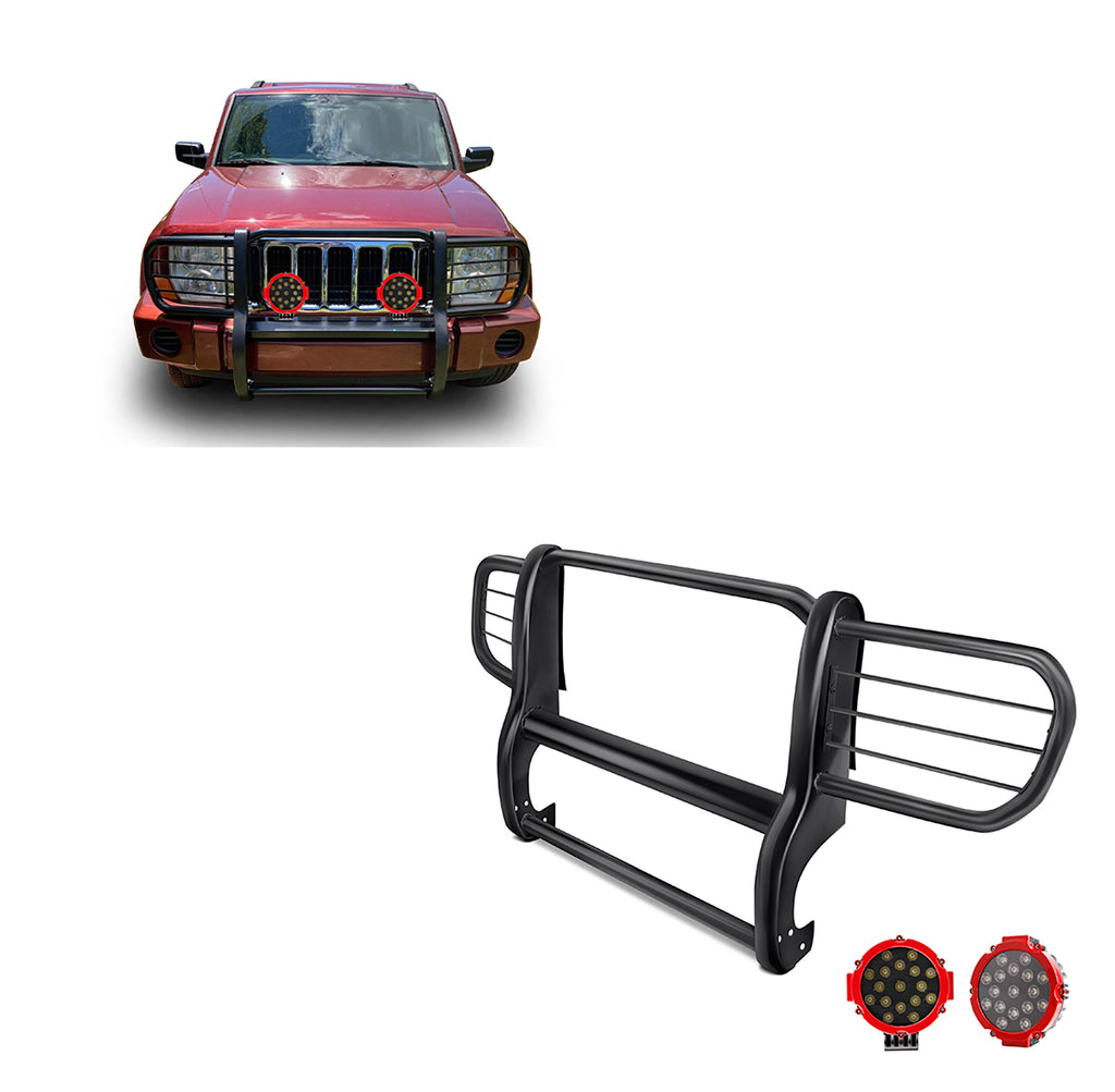 Black Horse Off Road 17A081000MA-PLR Grille Guard Kit for Select Jeep Commander