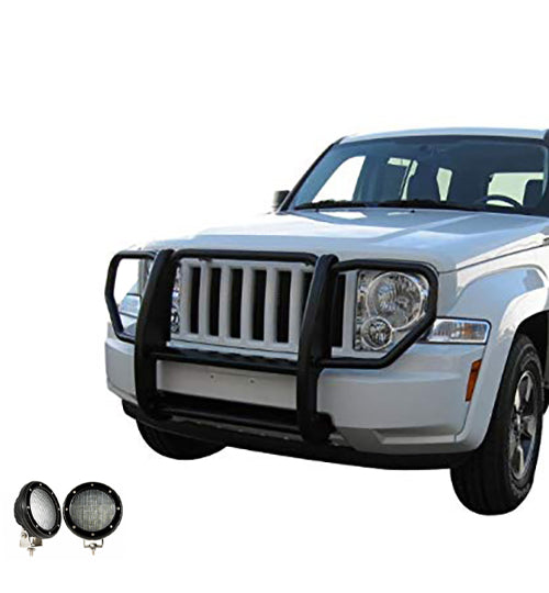 Black Horse Off Road 17A086400A-PLFB Grille Guard Kit for Select Jeep Liberty
