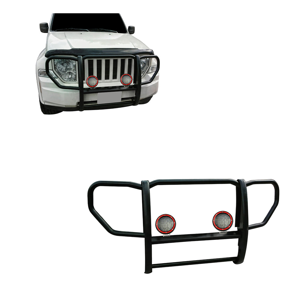 Black Horse Off Road 17A086400A-PLFR Grille Guard Kit for Select Jeep Liberty