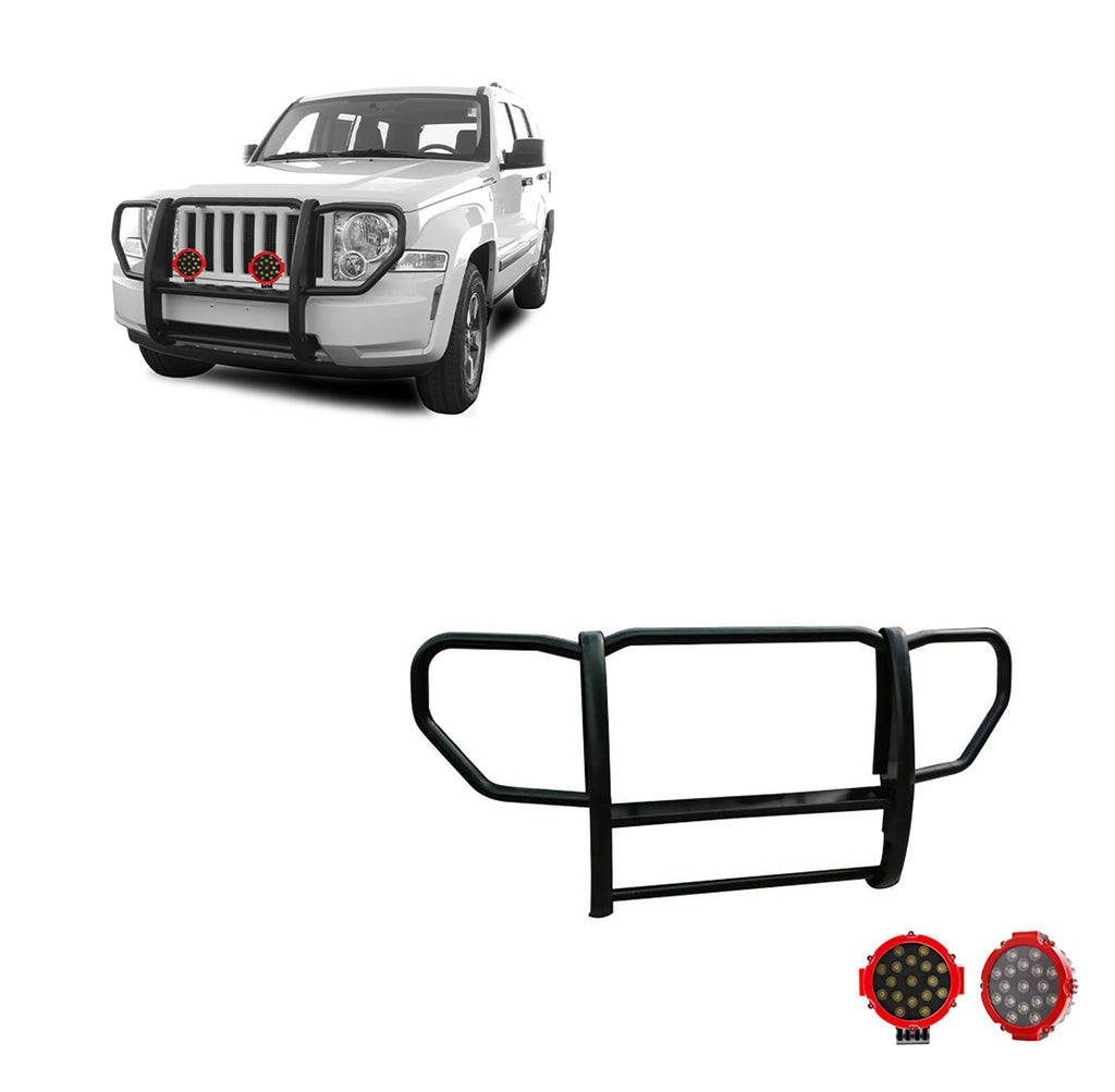 Black Horse Off Road 17A086400A-PLR Grille Guard Kit for Select Jeep Liberty
