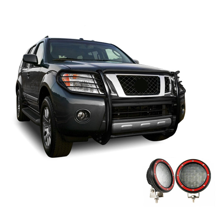 Black Horse Off Road 17A110200MA-PLFR Grille Guard Kit for Select Nissan Frontier, Nissan Pathfinder