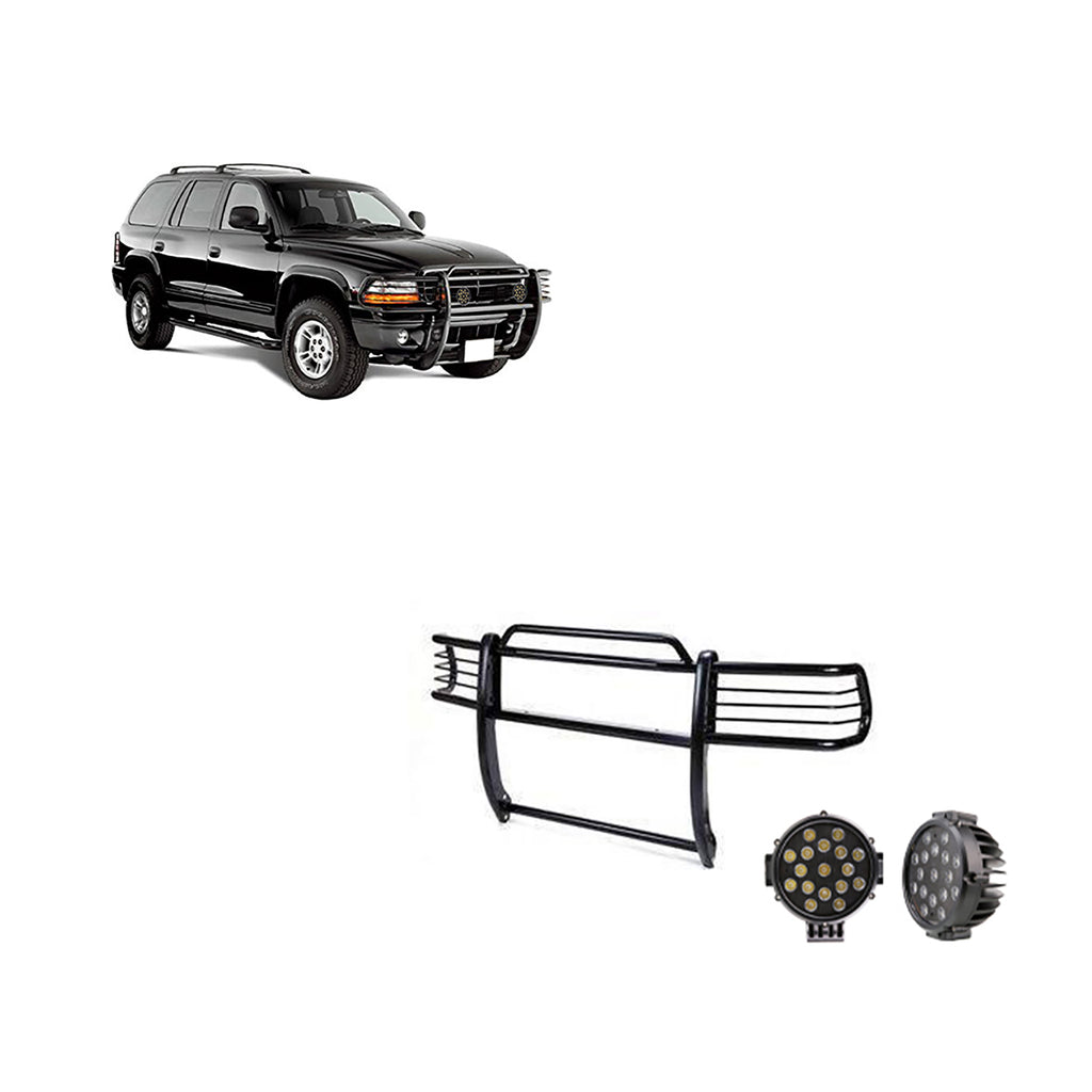 Black Horse Off Road 17BH23MA-PLB Grille Guard Kit for Select Dodge Dakota, Dodge Durango