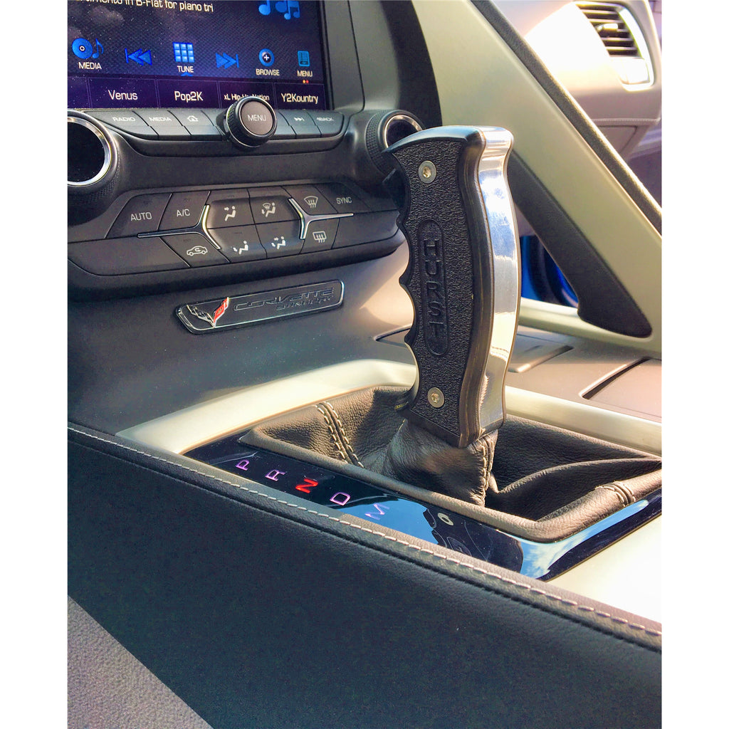 17C-Corvete-Billet-Plus-Shifter-Pistol-Grip-Polished-Aluminum-WBlack-Wood-Grips