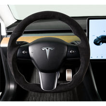 Load image into Gallery viewer, 17C-Tesla-Model-3--20C-Model-Y-Steering-Wheel-Alcantara-Wrapped-Black