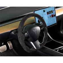Load image into Gallery viewer, 17C-Tesla-Model-3--20C-Model-Y-Steering-Wheel-Alcantara-Wrapped-Black
