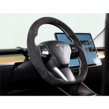 Load image into Gallery viewer, 17C-Tesla-Model-3--20C-Model-Y-Steering-Wheel-Alcantara-Wrapped-Black
