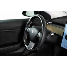 Load image into Gallery viewer, 17C-Tesla-Model-3-Steering-Wheel-Carbon-Fiber-W-Leather-Grips-Black-Leather