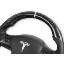Load image into Gallery viewer, 17C-Tesla-Model-3-Steering-Wheel-Carbon-Fiber-W-Leather-Grips-Black-Leather