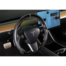 Load image into Gallery viewer, 17C-Tesla-Model-3-Steering-Wheel-Carbon-Fiber-W-Leather-Grips-Black-Leather