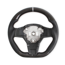 Load image into Gallery viewer, 17C-Tesla-Model-3-Steering-Wheel-Carbon-Fiber-W-Leather-Grips-Black-Leather
