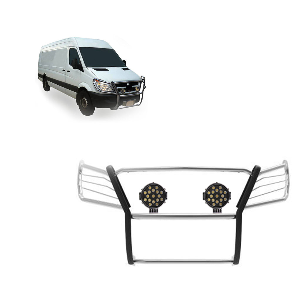 Black Horse Off Road 17D502MSS-PLB Grille Guard Kit for Select Dodge Sprinter 2500, Dodge Sprinter 3500, Freightliner Sprinter 2500, Freightliner Sprinter 3500, Mercedes-Benz Sprinter 2500, Mercedes-Benz Sprinter