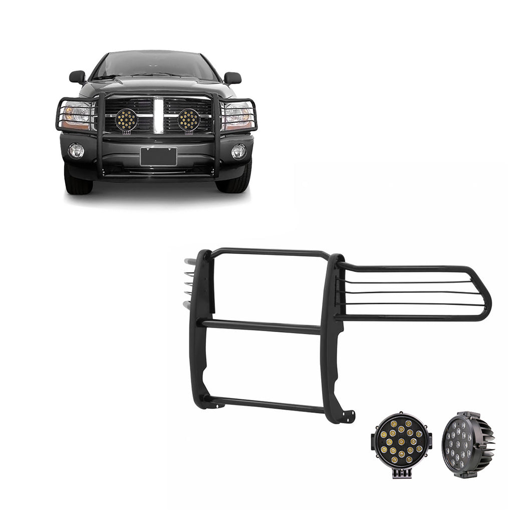 Black Horse Off Road 17DG105MA-PLB Grille Guard Kit for Select Dodge Ram 1500, Dodge Ram 2500, Dodge Ram